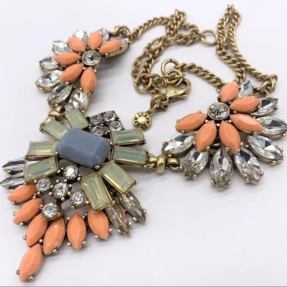 J. Crew Peach Jeweled Gold Necklace - Picture 2 of 3